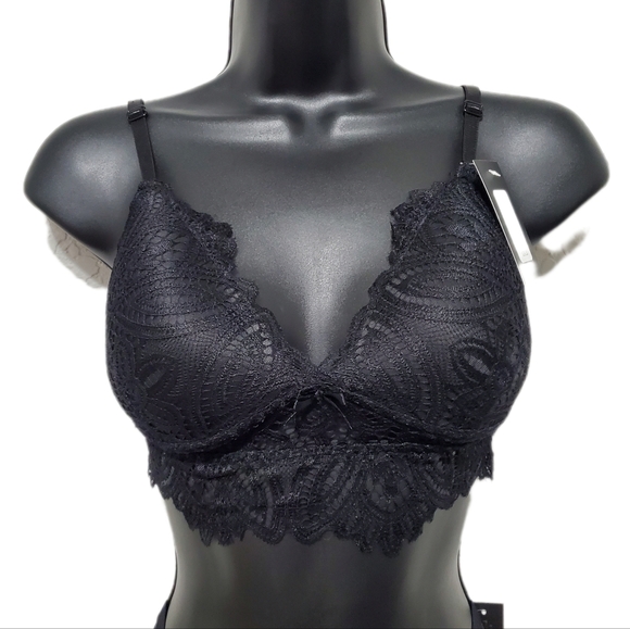 Frederick's of Hollywood Finley Black Lace Padded Bralette Bra Size M - Picture 1 of 7